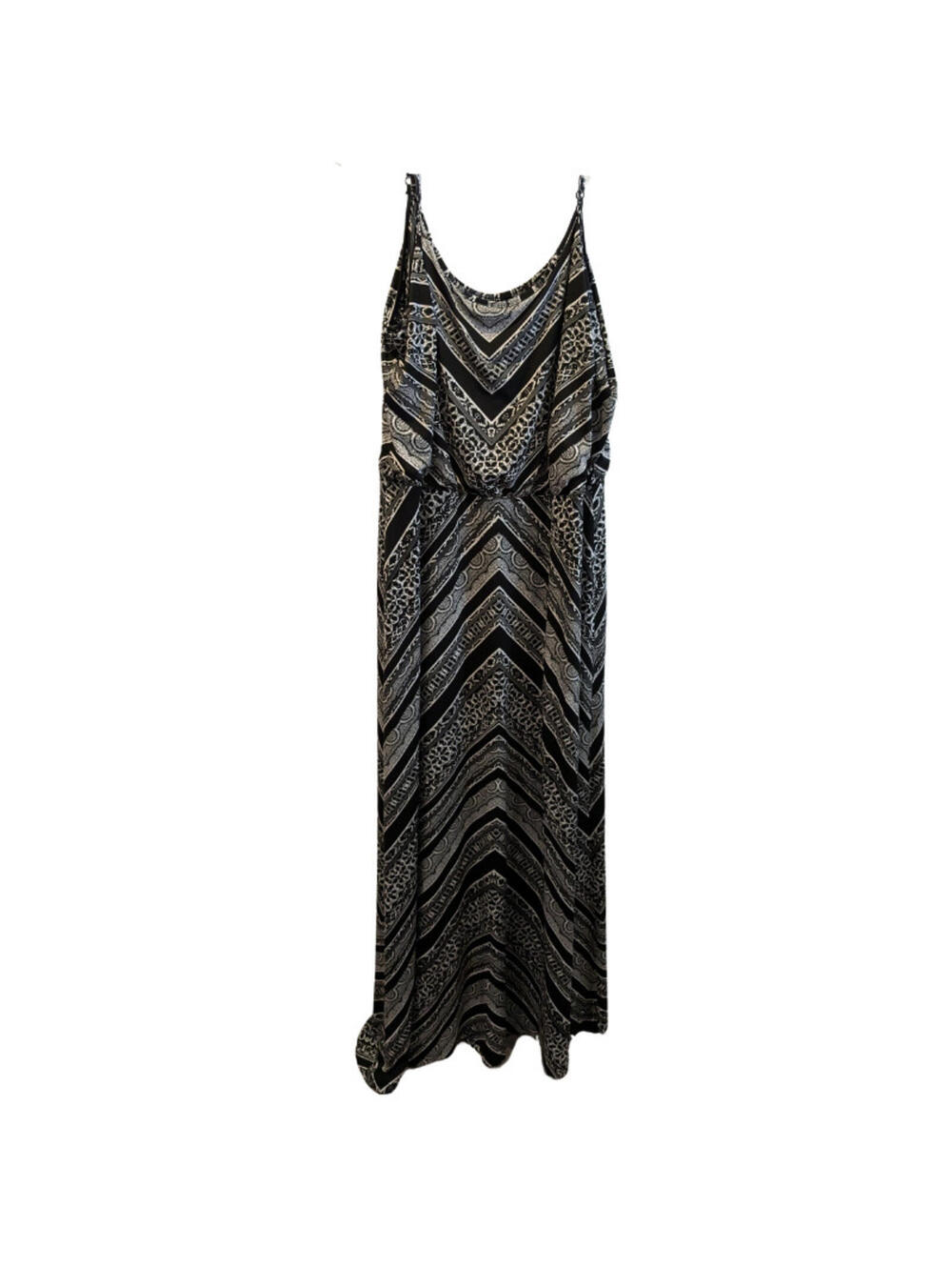 Cache Maxi Dress, Women's Large, Chevron Pattern, Adjustable Straps